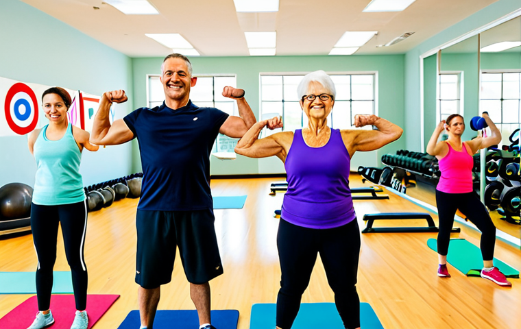 Friendly Neighborhood Gym**

"A brightly lit, clean community gym with people of diverse ages and body types exercising in modest athletic wear. A motivating instructor leads a group fitness class. Equipment includes exercise balls, light weights, and yoga mats. Emphasis on a supportive and encouraging atmosphere. safe for work, appropriate content, fully clothed, professional fitness photography, perfect anatomy, correct proportions, natural pose, well-formed hands, proper finger count, natural body proportions, family-friendly"

**