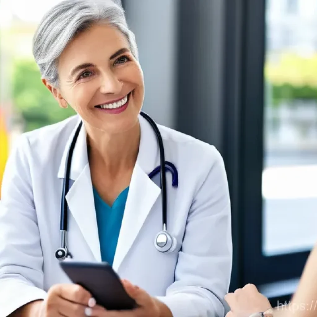 보건소에서의 고혈압 관리 프로그램 - **Prompt 1: Personalized Digital Health Monitoring**
A bright, clean image featuring a French wo...