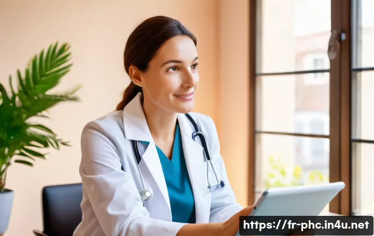보건소 건강관리 상담 후기 - **Prompt:** "A vibrant, modern municipal health center consultation room in a French town. A woman i...