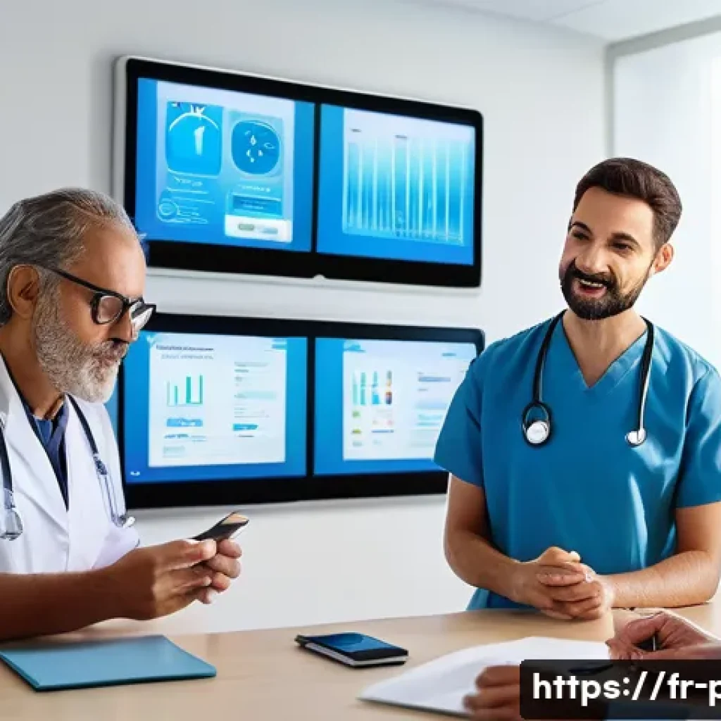 보건소에서의 당뇨병 관리 프로그램 - A modern French healthcare center consultation room featuring a diverse group of adults with type 2 ...