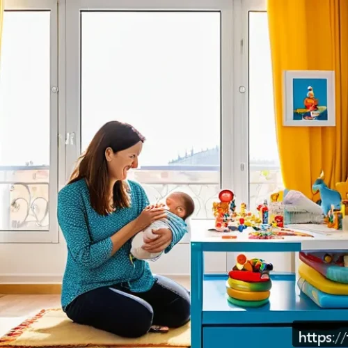 보건소에서 가능한 유아 건강검진 - A warm and bright pediatric health clinic room in France, showing a professional female pediatrician...