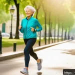 보건소에서 가능한 골밀도 검사 - A middle-aged French woman in casual sportswear performing gentle weight-bearing exercises like bris...