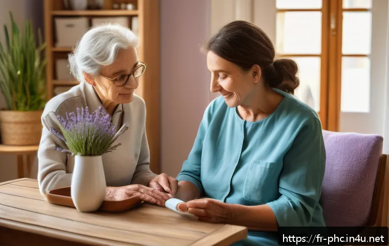 보건소에서의 가정방문 건강관리 - A compassionate healthcare professional visiting an elderly French patient in their cozy, well-adapt...